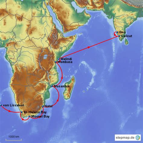 Vasco Da Gama Route Map