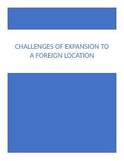 Week 6 Signature Assignment Docx CHALLENGES OF EXPANSION TO A FOREIGN