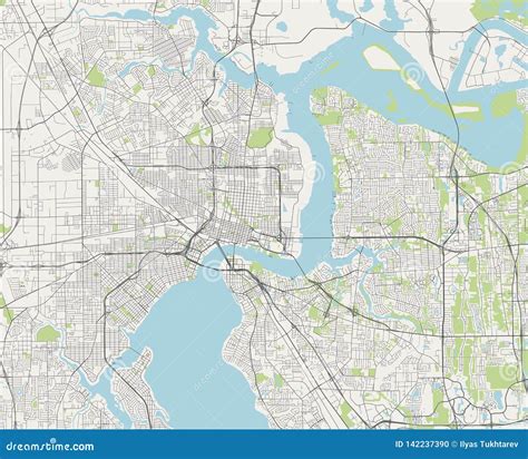 Map of the City of Jacksonville, Florida, USA Stock Illustration ...