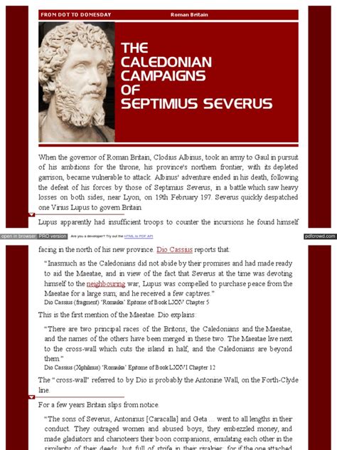 Septimius Severus In Caledonia Roman Britain Ancient Rome