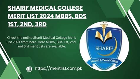 Sharif Medical College Merit List Mbbs Bds St Nd Rd