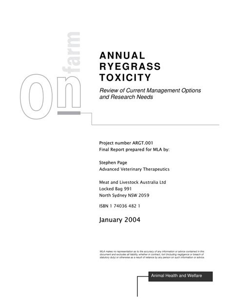 Pdf Annual Ryegrass Toxicity Review Of Current Management Options