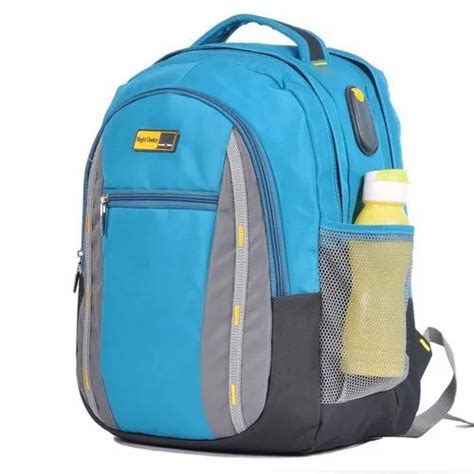 Plain 12l Blue Right Choice Polyester School Bag For Casual Backpack