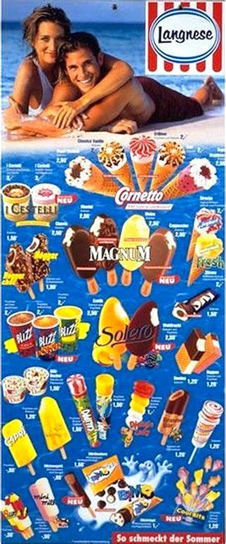 Langnese Ice Lollys Eiskarte 1996 Popsicle Langnese Kindheit Kinder