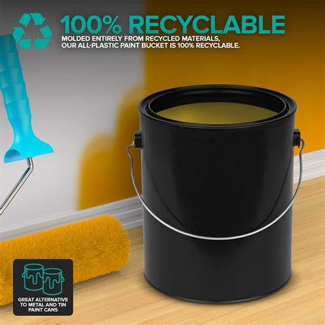 1 Gallon Plastic Paint Bucket Black Triple Lock Airtight Seal