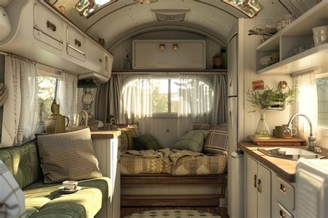 Premium Photo | Vintage caravan interior transformed into a cozy m