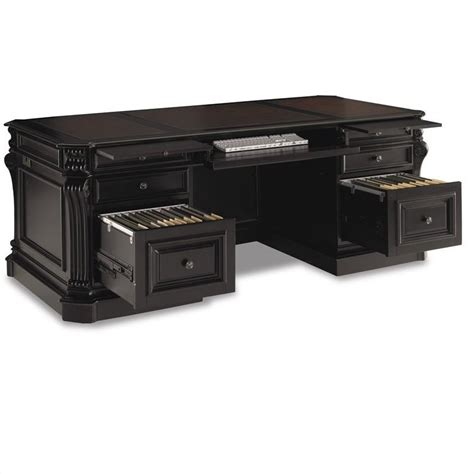 Telluride 76 Executive Wood Desk With Leather Top In Black By Hooker