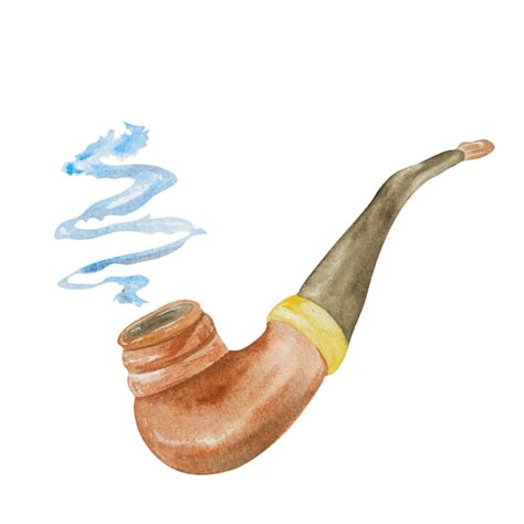 Composi O Em Aquarela Do Tema Marinho Desenhado M O Cachimbo Do