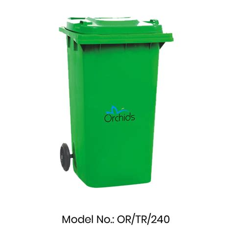 Hdpe Green Orchids Plastic Wheel Dustbin Liters For Outdoor