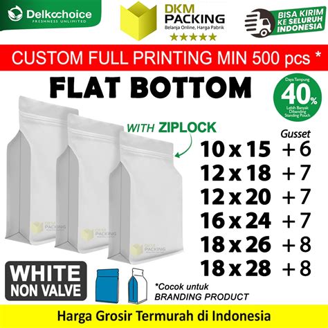 Jual Flat Bottom Putih Ziplock Standing Pouch Plastik Klip Kemasan