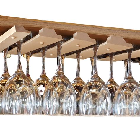 Under Cabinet Wine Glass Holder Space Saving Unfinished Wooden