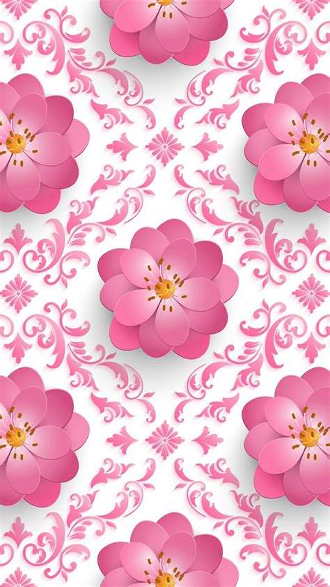 Pink 3d Flower Patterns Papel De Parede Para Iphone Wallpaper Fofos