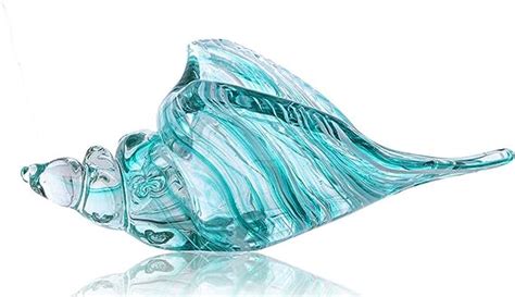 Qfkris Hand Blown Glass Conch Seashell Figurine Home Decor Art Glass Sculpture Of Conch