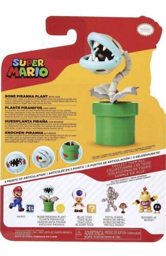 New Super Mario Bros Bone Piranha Plant Wcoin Action Figure 4 Jakks