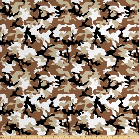 Camouflage Fabric By The Yard Abstract Style In Various Shades Of Brown Pattern Camouflage