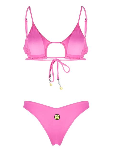 Barrow Logo Embellished Cut Out Bikini In Rosa Modesens