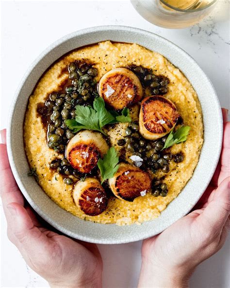 Lemon Caper Scallops With Creamy Polenta By Thefeedfeed Quick Easy