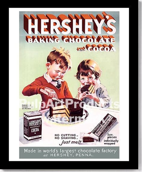 Hershey S 1930s Baking Chocolate Advertising Poster Etsy