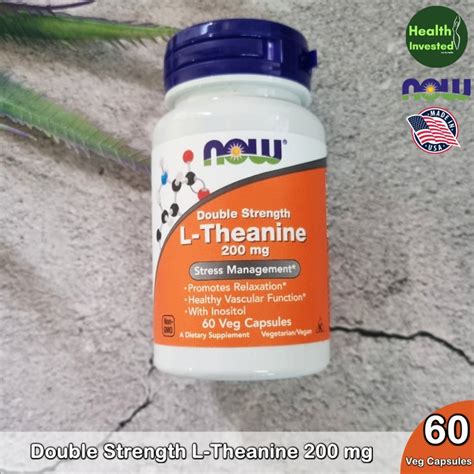 Double Strength L Theanine 200 mg 60 Veg Capsules แอล ทอะนน Shopee