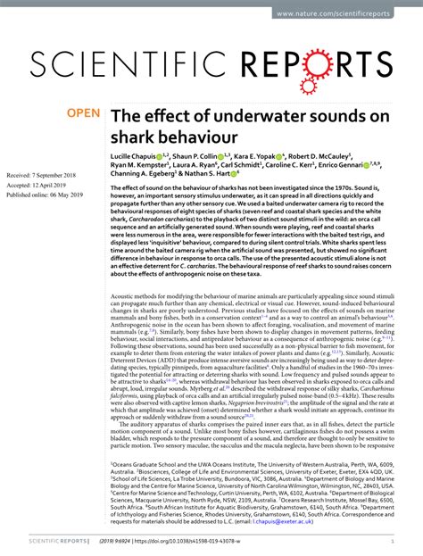 (PDF) The effect of underwater sounds on shark behaviour