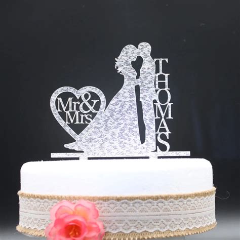 Bolo De Casamento Personalizado Topper Acr Lico Prata Glitter Dourado