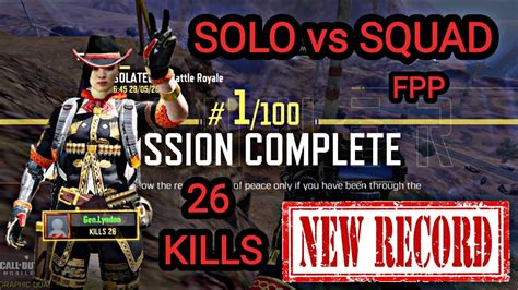 Kills Solo Vs Squad Fpp New Record Call Of Duty Mobile Battle