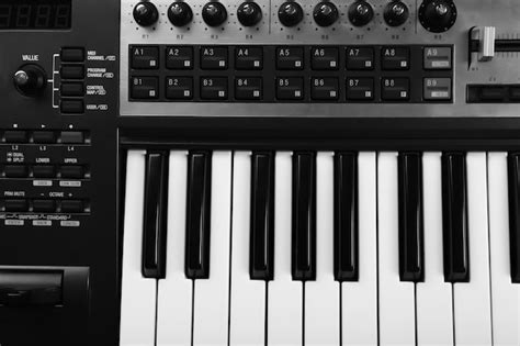 Premium Photo | Keyboard of synthesizer closeup