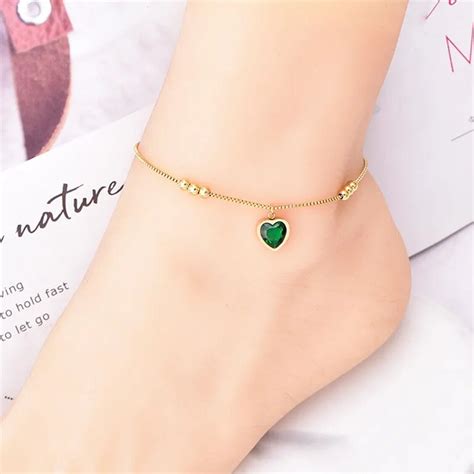 Ct Gold Anklet Heart Tree Life Eye Butterfly Flower Beads Box Chain