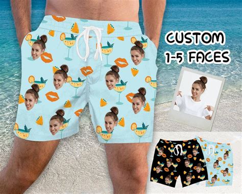 Custom Men Bathing Suit Funny Swim Trunks Personalized Face Men