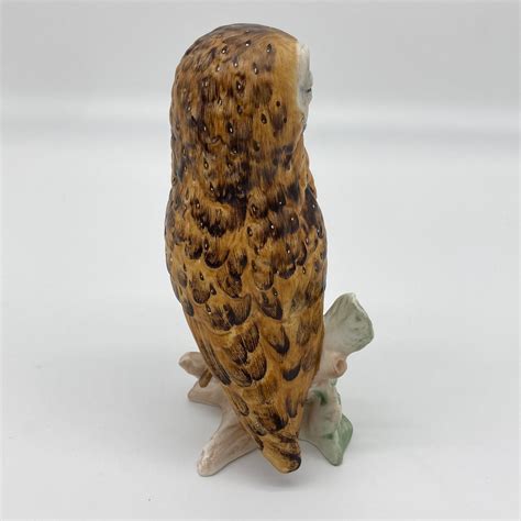 Vintage Barn Owl Ceramic Figurine Goebel Handpainted Owl On Tree