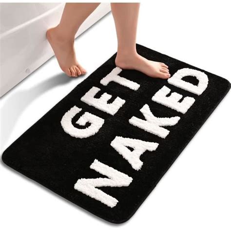 Get Naked Tapis De Bain Antidérapant Pour Salle De Bain Noir Et Blanc