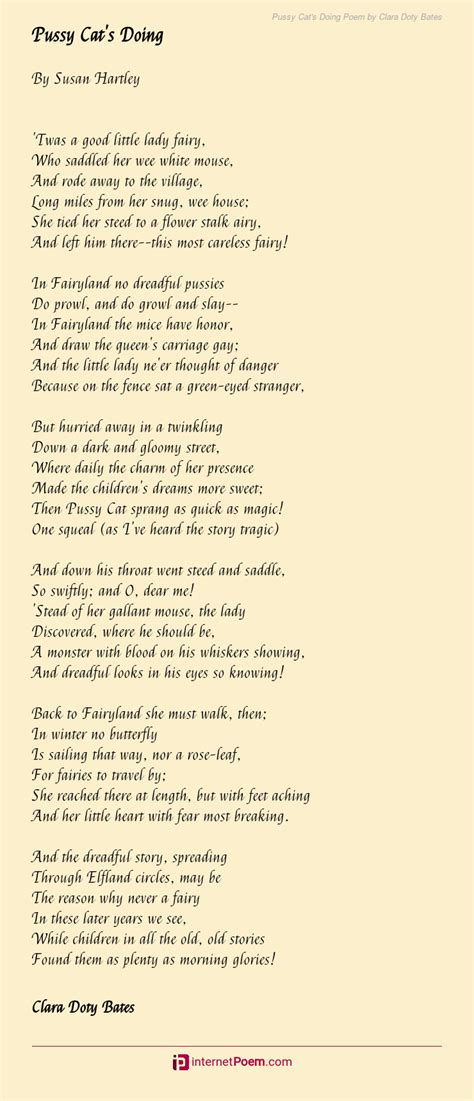 Pussy Cat S Doing Poem By Clara Doty Bates
