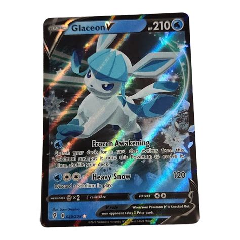 Glaceon V Pok Mon Tcg Evolving Skies Holo Ultra Rare Ebay