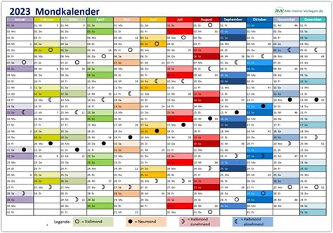 Mondkalender Vorlage F R Excel Und Als Pdf Alle Meine Vorlagen De