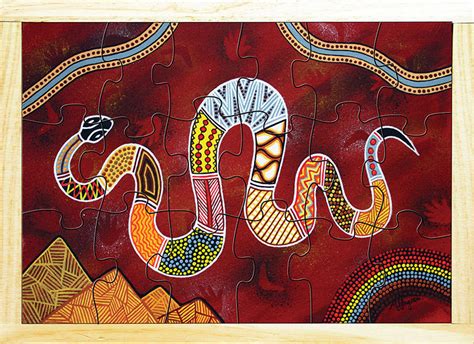 aboriginal art style puzzle  rainbow serpent pcs