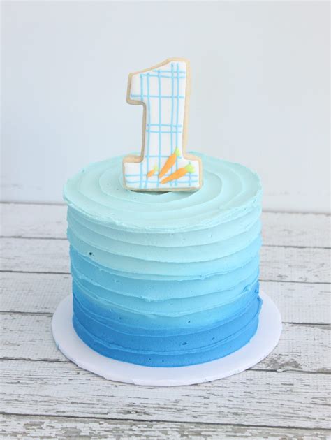 Ombre Blue Smash Cake EllenJAY Birthday Cake Decorating Boy