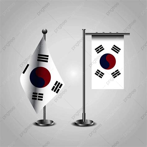 South Korea Country Flag On Pole Template August Aug PNG And Vector