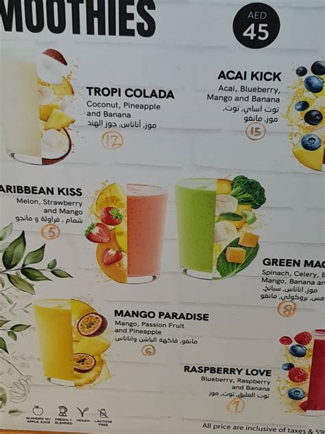 Carta del restaurante Little Soho, Abu Dabi