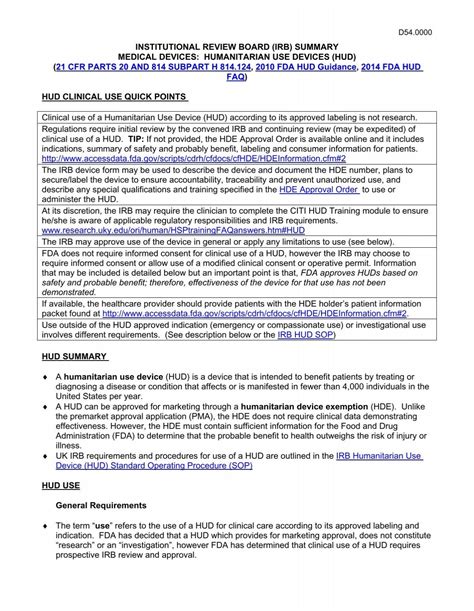 INSTITUTIONAL REVIEW BOARD IRB SUMMARY Research