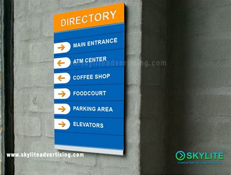 Indoor Building Directional Sign Skylite Advertising Studio Co Inc