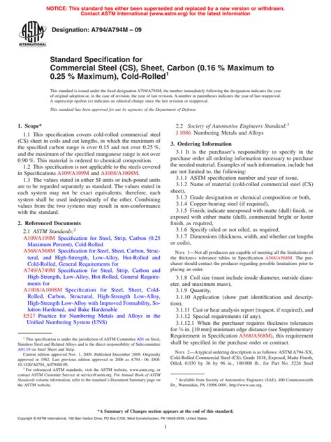 Astm A A M Standard Specification For Commercial Steel Cs