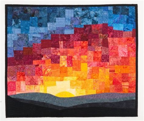 This Bright Mosaic Sunset Art Quilt Was Created With A Wide Variety Of