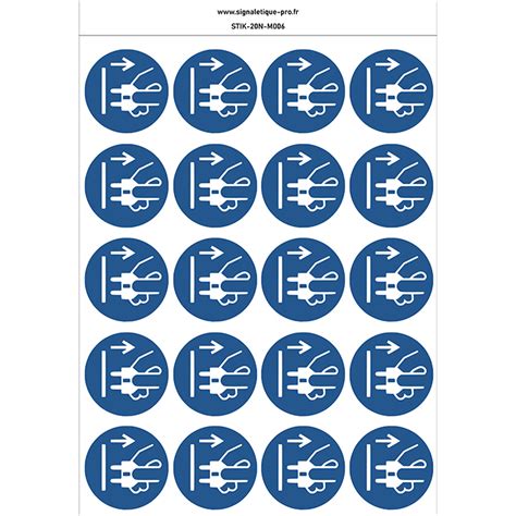Autocollants Débrancher la prise d alimentation du secteur M006 norme