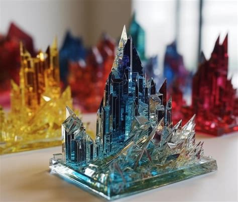 Premium AI Image | A small sculpture of a city made of glass with ...