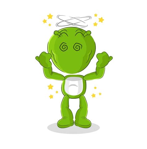 Premium Vector Alien Dizzy Head Mascot Cartoon Vector