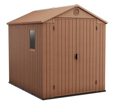 Keter Darwin 6x8 Ft Durable Resin Outdoor Storage Shed With Floor And Double Doors For Garden