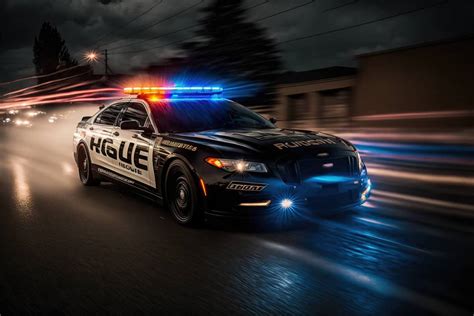 A police car with lights on - Pixexid