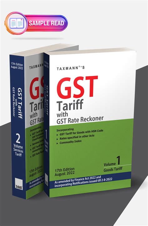 Taxmann S Gst Tariff With Gst Rate Reckoner Set Of Vols By Taxmann