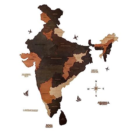 Wooden Art Studio 3D Wooden India Map Multicolor| Home & Office Decor ...