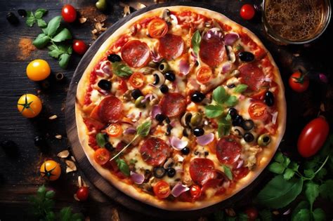 Espacio de la mesa de comidas pizza tomate rápido negro comida italiana